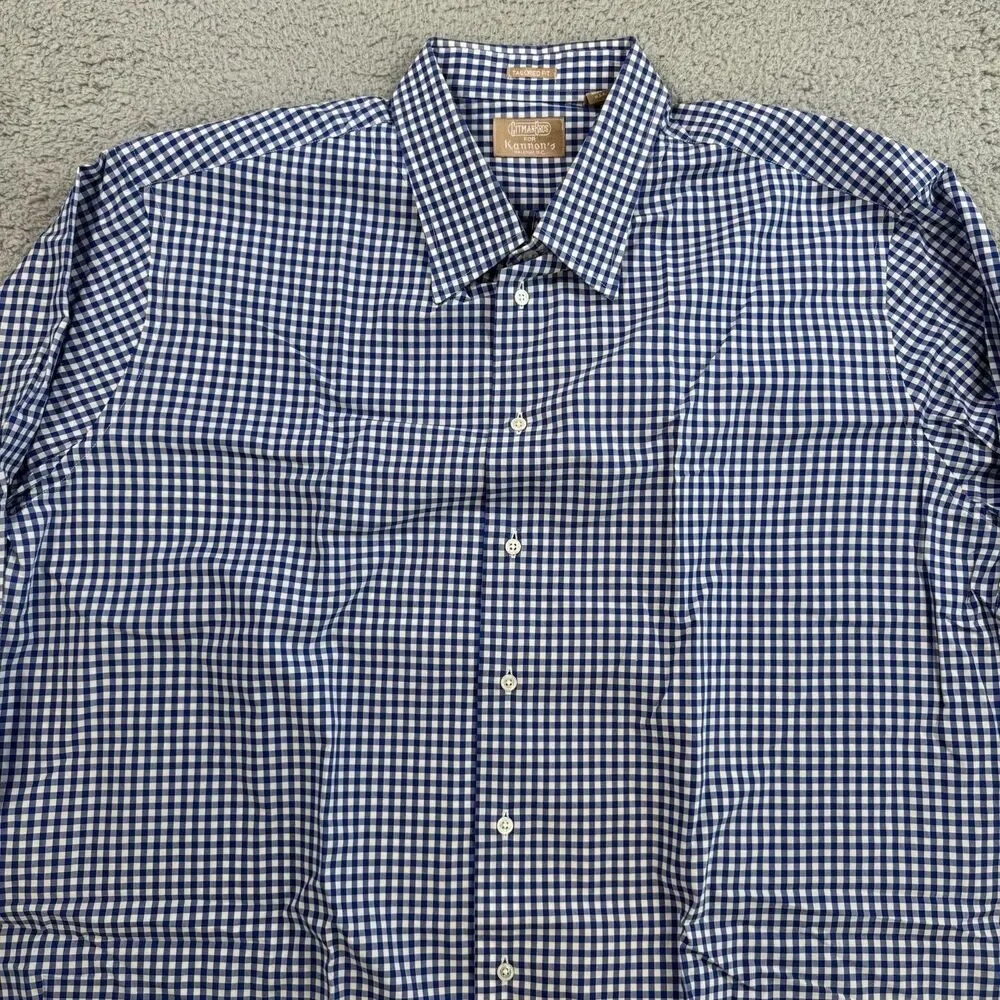 Gitman Bros Shirt Mens 18 34‎ Blue Long Sleeve Button Down Casual USA